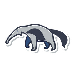 Stylized Cartoon Anteater Illustration on Black Background