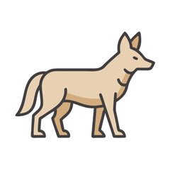 Minimalist Cartoon Coyote Illustration on Black Background