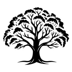 Obraz premium Monochrome vector illustration of a stylized tree with rounded foliage canopy