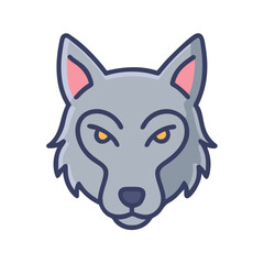 Cartoon Gray Wolf Head Vector Illustration Design
