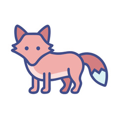 Cute Cartoon Fox Vector Illustration Isolated on Black
