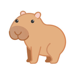 Cute Capybara Cartoon Illustration Isolated on Black Background