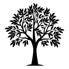 Obraz premium Stylized Silhouette of a Deciduous Tree with Dense Foliage and Branches