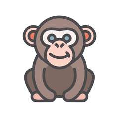 Cute cartoon monkey isolated on black background vector