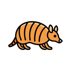 Cute cartoon armadillo illustration on black background
