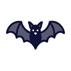 Cute Halloween Bat Icon with Dark Color Palette