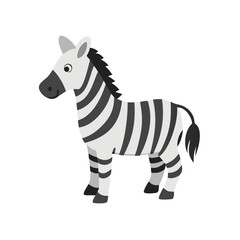 Cartoon Zebra Standing Sideways Isolated on Black Background