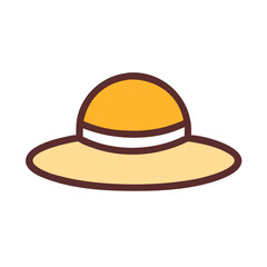 Sun Hat with Circular Brim Icon Design