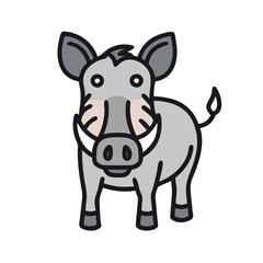 Cartoon Warthog Illustration: Cute African Animal Design