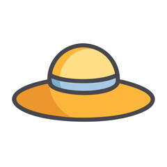 Sun Hat with Circular Brim Icon Design