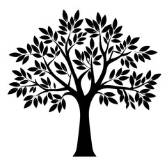 Obraz premium Elegant Silhouette of a Lush Tree with Dense Foliage and Branch Structure