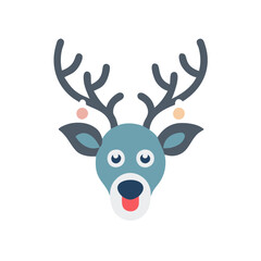 Cute Reindeer Head with Ornaments Isolated on Black