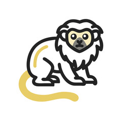 Isolated Golden Lion Tamarin Illustration on Black Background