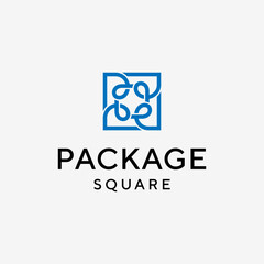 Initial letter P logo line with square design vector template