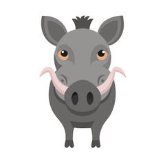 Flat Style Warthog Illustration on Black Background