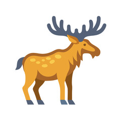 Moose illustration on black background, simple graphic vector