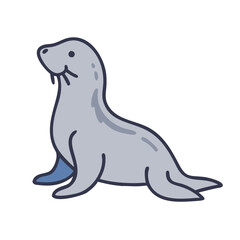 Cute cartoon seal illustration isolated on black background