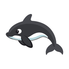 Cartoon Killer Whale Vector Illustration on Black Background