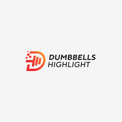 Initial letter DH logo line with dumbbells design vector template