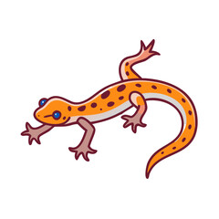 Cartoon orange gecko with spots isolated on black