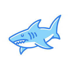 Stylized Blue Shark Illustration Isolated on Black Background