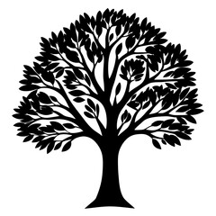 Obraz premium Artistic illustration of a majestic tree with dense foliage silhouette