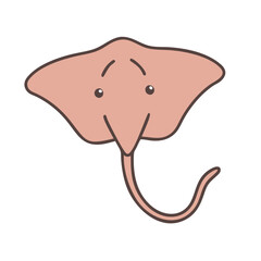 Cute cartoon manta ray vector illustration on black