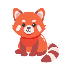 Cute Red Panda Illustration on Black Background Design