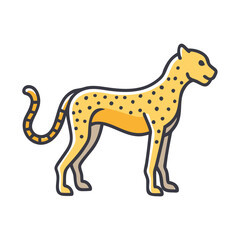 Isolated Cartoon Cheetah on Black Background, Vector Illustration