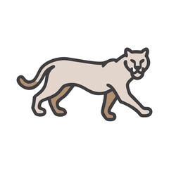 Elegant Mountain Lion Walking Illustration on Black Background