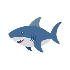 Cute Cartoon Shark Vector Illustration on Black Background