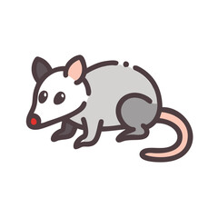 Cute stylized cartoon rat illustration against black background