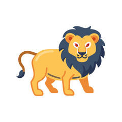 Cartoon Lion Illustration on Black Background for various uses