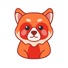 Cute Red Panda Illustration on Black Background Portrait