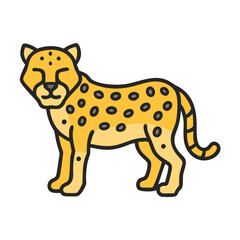 Cartoon cheetah illustration on black background, wildlife design