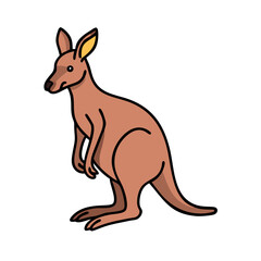 Cute Cartoon Kangaroo on Black Background Illustration