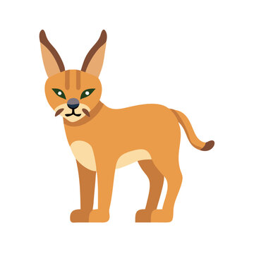 Stylized Caracal illustration, African wild cat, isolated icon