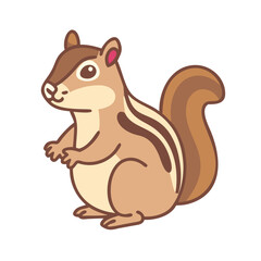 Cartoon Chipmunk Standing, Brown and Tan Colors, Isolated