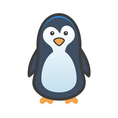Cute Cartoon Penguin Illustration with Black Background
