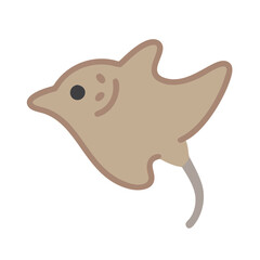 Cute cartoon style manta ray on black background