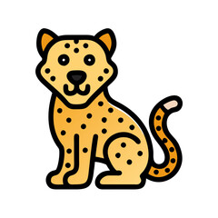 Cute Cartoon Cheetah Sitting on a Black Background