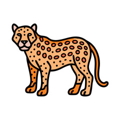 Cartoon Cheetah Illustration on Black Background for Projects