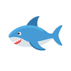 Cute blue shark illustration on black background image