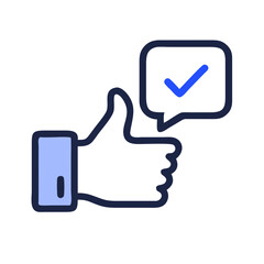 Thumbs Up with Confirmation Bubble Icon Design