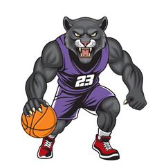 basketball mascot vector illustration panther basketball design