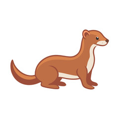 Cute Cartoon Stoat Character Illustration on Black Background