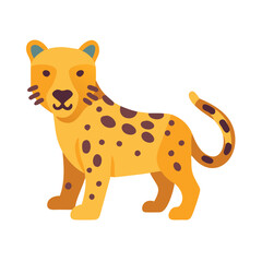 Cartoon Leopard Illustration with Simple Style on Black