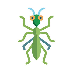 Minimalist Flat Vector Mantis Bug Cartoon Design