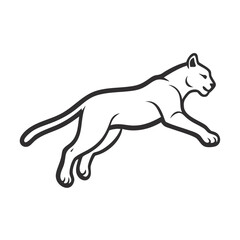 Leaping Panther Line Art on Black Background Image