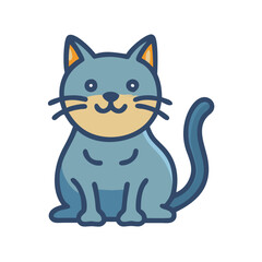 Cute Cartoon Cat Illustration Isolated on Black Background
